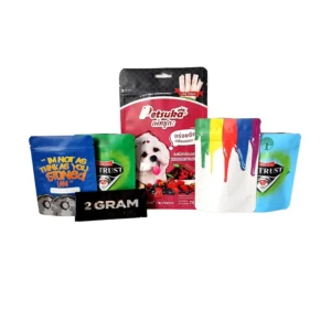 Custom Printed Reusable Stand-Up Pouches, 3.5g-28g, 1oz Plastic Zipper Mylar Bags for Pet Food, Jelly, Candy and Snacks, 100pcs