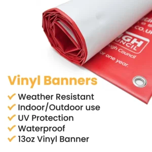 Custom Printed Solid Vinyl and Full-Color Mesh Advertising Banners with Metal Grommets