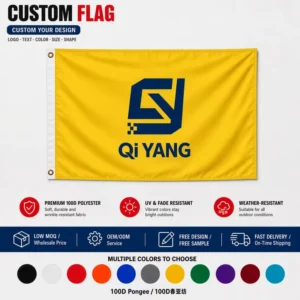 Custom Printed Sports Event Team Flag 100D Polyester UV Weather-Resistant Outdoor Advertising Banner