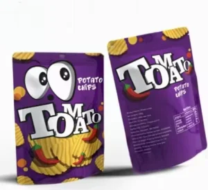 Custom Printed Stand-Up Zipper Doypack Food-Grade Snack Packaging Bag for Tomato and Potato Chips 200g