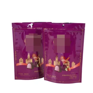 Custom Printed Stand-Up Zipper Pouches with Window for Candy and Chocolate