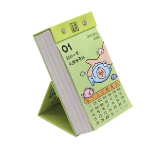 Custom Printed Table Calendar with Clock Durable Wire-O Binding Custom Size for Office Use