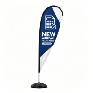 Custom Printed Teardrop Banner with Fiberglass Flagpole and Heat-Transfer Printed Flag
