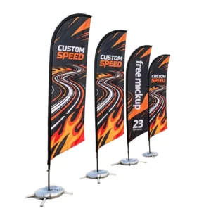 Custom Printed Teardrop Feather Beach Flag, Aluminium Flagpole, Polyester