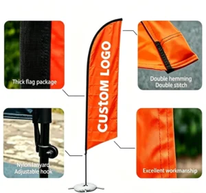 Custom Printed Teardrop Feather Flag Banner Dye Sublimation Swooper Beach Flag