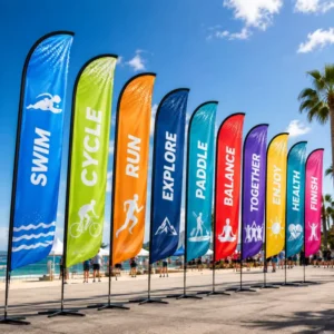 Custom Printed Teardrop Feather Flag Banner with Dye Sublimation for Events and Beach Displays
