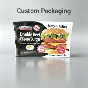 Custom Printed Three-Side-Seal Resealable PET/PE/CPP Microwaveable Frozen Food Packaging Pouch for Beef