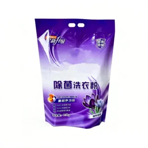 Custom Printed Tote Plastic Packaging Pouch With Handle for Laundry Detergent, Soap and Washing Powder