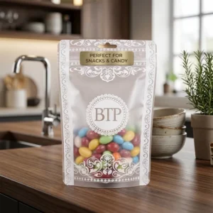 Custom Printed Transparent Reusable Zipper Stand-Up Plastic Pouches for Candy and Nuts