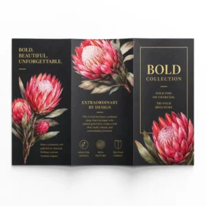 Custom Printed Tri Fold Brochure with Gold Foil Hot Stamping & Embossing Custom Logo for Luxury Gift Packaging