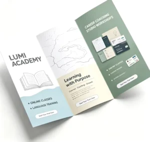 Custom Printed Trifold Brochure Leaflet A4 A5 Paper Booklet for Online Class Language School Career Coaching