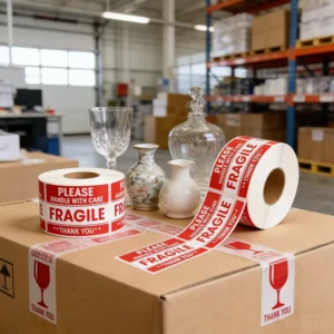 Custom Printed Vinyl Holographic Waterproof Fragile Warning Stickers Strong-Adhesive Shipping Labels for Carton Packaging