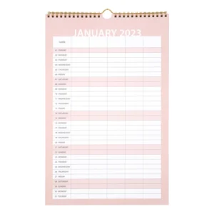Custom Printed Wall Hanging Calendar Laminated with Twin Wire Binding