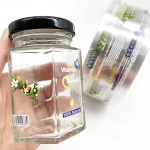 Custom Printed Waterproof Oilproof Hexagon Glass Jar Transparent Label Stickers on Roll for Food Jars and Glass Bottles