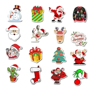 Custom Printed Waterproof PVC Vinyl Christmas Window Stickers and Gift Tags