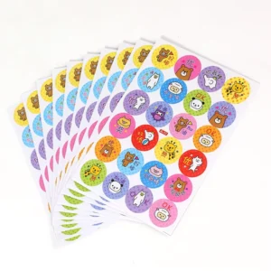 Custom-Printed Waterproof Self-Adhesive Cartoon Animal Reward Sticker Pack