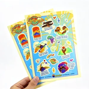 Custom Printed Waterproof Self-Adhesive PVC Logo Vinyl Die-Cut Kiss-Cut Sticker Sheets