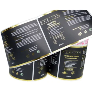 Custom Printed Waterproof Synthetic Paper Adhesive Vinyl Gold Foil Stamping Sticker