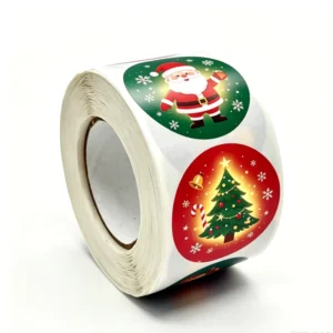Custom Printed Waterproof Vinyl Christmas Packaging Roll Labels