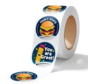 Custom Printed Waterproof Vinyl Stickers for Burgers Pizzas and Cheese Rolls