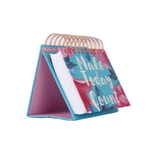 Custom Printed Wire-O Bound Desktop Calendar Recyclable Paper Standing Planner for Office Supplies