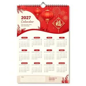 Custom Printed Year-at-a-Glance Chinese New Year Monthly Paper Wall Calendar with Offset Printing and Logo