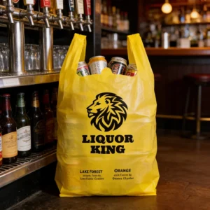 Custom Printed Yellow PE T-Shirt Plastic Vest Bags with Logo Grocery Shopping Carry Bags Takeaway Packaging