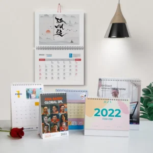 Custom Printing 12-Page Monthly Weekly Calendar with Notes, Gold Spiral Binding, Custom Size, Wall Photo Frame Clock
