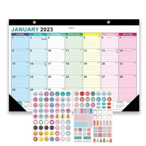 Custom Printing Month Floral Pattern 12 Page Monthly Weekly Calendar Notes Gold Spiral Binding Wall Calendar