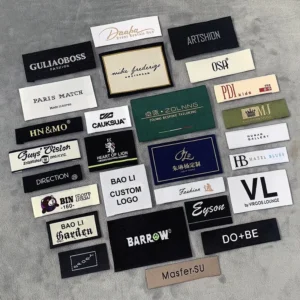 Custom Private Logo Garment Fabric Label Organic Cotton High-Density Jacquard Satin Woven Tag Clothing Labels