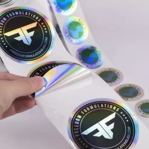 Custom Private Logo Printing Rainbow Hologram Sticker Self-Adhesive Roll Shiny Holographic Label