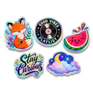 Custom Rainbow Film Vinyl Logo Laser Die-Cut Waterproof Holographic Sticker