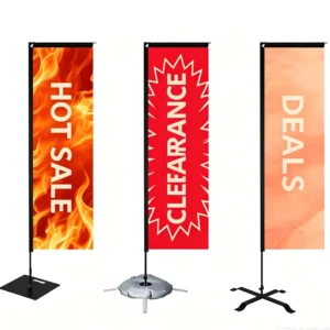 Custom Rectangle Flag Banner with Flagpole Kit