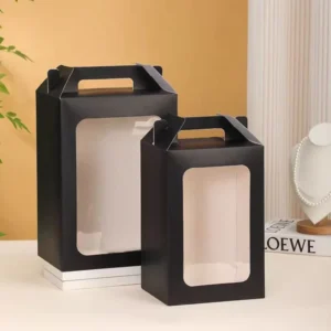 Custom Rectangle Gift Box with Transparent PVC Window, Foldable Kraft Paper, Matte Finish and UV/Digital/Silk Screen Printing