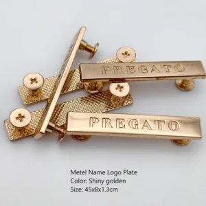 Custom Rectangle Zinc Alloy 3D Embossed Badge Name Plate for Leather Bag Belt or Furniture Decoration