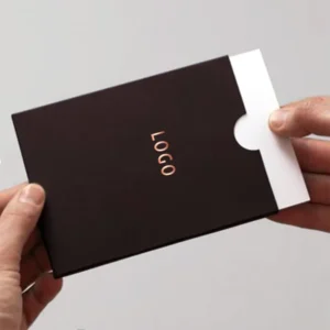Custom Recyclable Thank You Cards with Gold Foil Envelope, Invoice Pouch, and Embossed Logo
