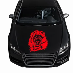 Custom Red Lion Head Car Hood Vinyl Decal Tribal Graphic Racing Sticker for Black Vehicles