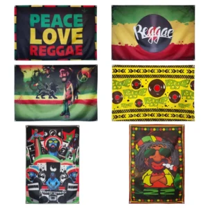 Custom Reggae Rock Jamaica Hanging Flag Banner, 3×5 ft, 4 Corner Grommets, Indoor/Outdoor Wall Decoration