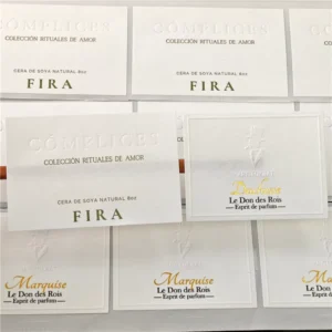 Custom Relief Embossed Debossed Logo Labels with Concave Convex Textured Paper