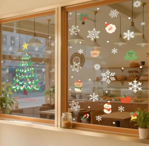Custom Removable PVC Christmas Window Clings for Holiday Shop and Home Displays