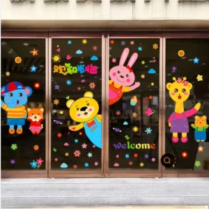 Custom Removable Reusable No-Glue Static Cling Window Sticker with UV Printing for Retail Shop Glass Door