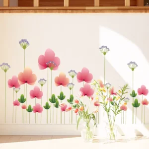 Custom Removable Waterproof Eco-Friendly Flower PVC Wallpaper Stickers for Room Decoration