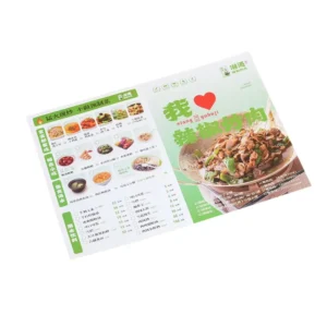 Custom Restaurant Menu Printing Waterproof Paper Placemat Menu Disposable Food Menu for Hot Pot Restaurants