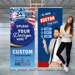 Custom Retractable Roll-Up Banner Stand Aluminum Plastic Steel Display for Trade Shows Conferences and Events
