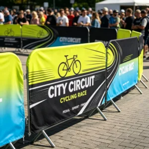 Custom Reusable Stretch Polyester Banner with Aluminum Flagpole Dye-Sublimation Printed for Outdoor Events