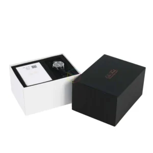 Custom Rigid Paper Watch Gift Box Set with Velvet Foam Insert and Gold or Silver Foil Logo