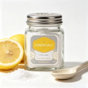 Custom Roll Gold Foil Lemon Salt Labels Self-Adhesive Fresh Citrus Pattern Sticker for Seasoning Condiment Glass Jar Packaging