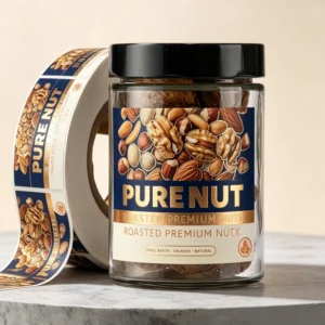 Custom Roll Gold Hot-Stamped Waterproof Anti-Counterfeit Nut Jar Stickers and Food Adhesive Labels