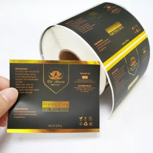 Custom Roll-Printed Waterproof Embossed Gold Foil Biodegradable Labels for Food and Cosmetics
