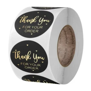 Custom Roll Thank-You Stickers with Gold Foil Stamping for Supermarket Chains, Customizable Logo